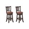 Set of 2 Cappuccino Swivel Bar Stools with Backs and Footrests for Kitchen Island Counter